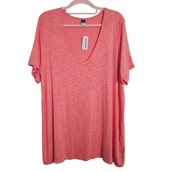 Old Navy Tops - NWT Women's OLD NAVY V-Neck T-Shirt Top HEATHER PINK size L Tall Luxe Casual